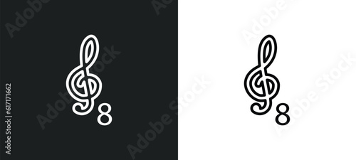 octave line icon in white and black colors. octave flat vector icon from octave collection for web, mobile apps and ui.