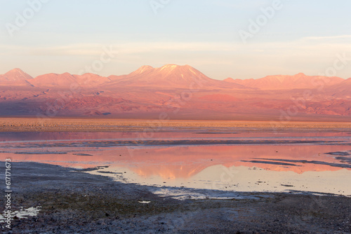 View of Chaxa lagoon at sunset © mauriziobiso