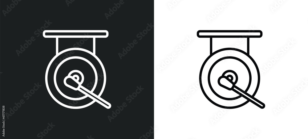 Φωτογραφία gong line icon in white and black colors