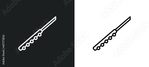 flute line icon in white and black colors. flute flat vector icon from flute collection for web, mobile apps and ui.
