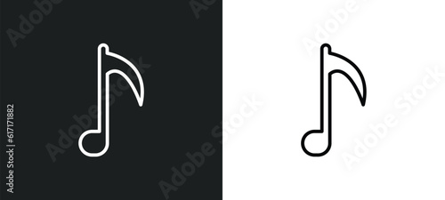 music note line icon in white and black colors. music note flat vector icon from music note collection for web, mobile apps and ui.