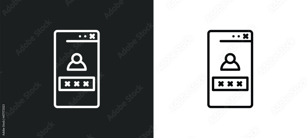 web log in line icon in white and black colors. web log in flat vector icon from web log collection for mobile apps and ui.