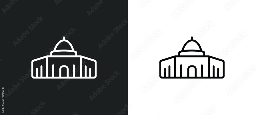 dome of the rock line icon in white and black colors. dome of the rock flat vector icon from dome of the rock collection for web, mobile apps and ui.