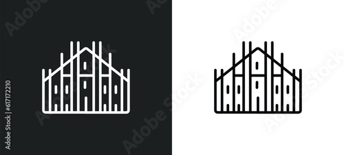 Tela milan cathedral line icon in white and black colors