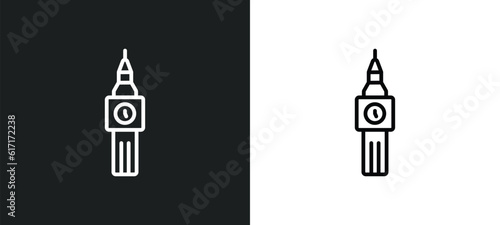 the clock tower line icon in white and black colors. the clock tower flat vector icon from the clock tower collection for web, mobile apps and ui.