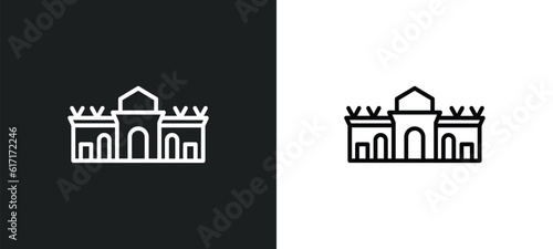 alcala gate line icon in white and black colors. alcala gate flat vector icon from alcala gate collection for web, mobile apps and ui.