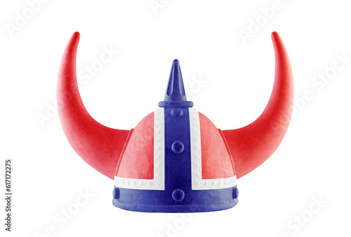 Norwegian viking horned helmet isolated on white background with clipping path photo