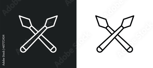 spears line icon in white and black colors. spears flat vector icon from spears collection for web, mobile apps and ui.