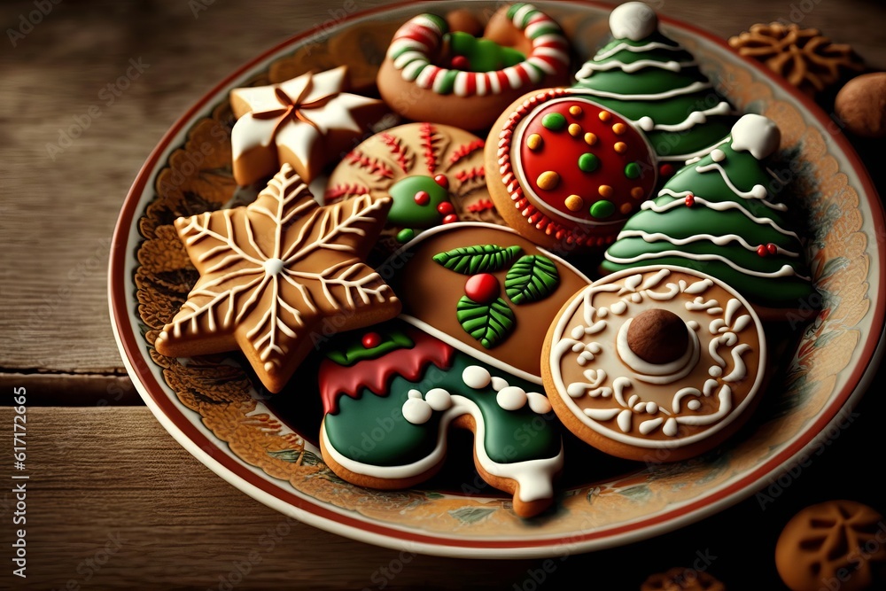 Delicious Christmas cookies generated by AI
