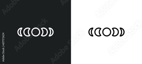 moon phases line icon in white and black colors. moon phases flat vector icon from moon phases collection for web, mobile apps and ui.