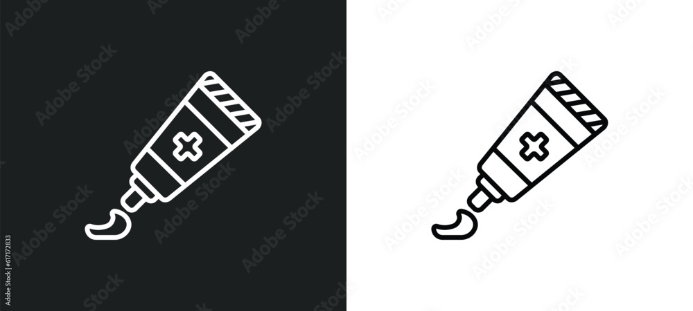 ointment line icon in white and black colors. ointment flat vector icon from ointment collection for web, mobile apps and ui. - obrazy, fototapety, plakaty 