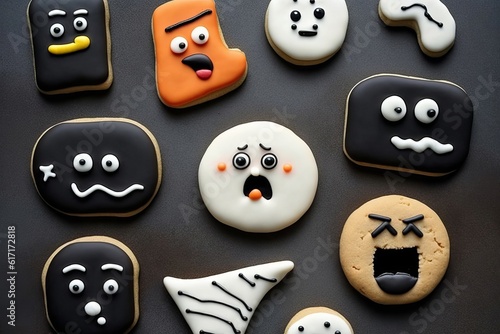 Funny spooky Halloween cookies generated by AI
