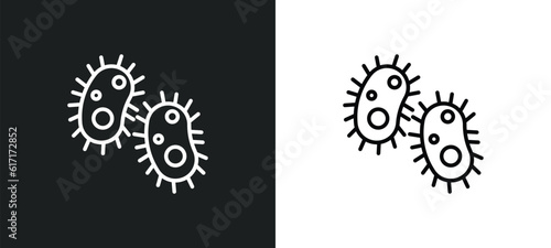bacteria line icon in white and black colors. bacteria flat vector icon from bacteria collection for web, mobile apps and ui.