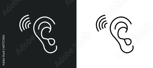 ear line icon in white and black colors. ear flat vector icon from ear collection for web, mobile apps and ui.