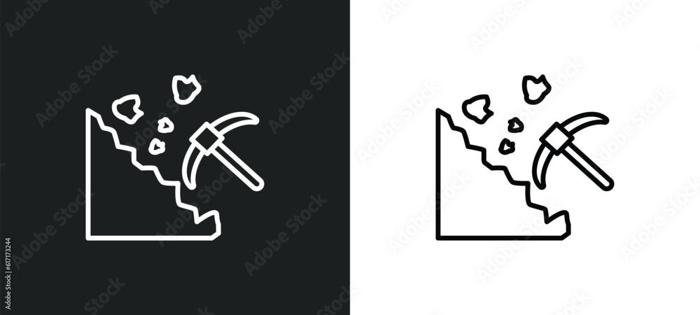 mining work zone line icon in white and black colors. mining work zone flat vector icon from mining work zone collection for web, mobile apps and ui.