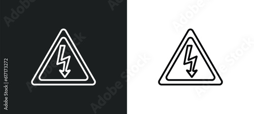 electrocutation danger line icon in white and black colors. electrocutation danger flat vector icon from electrocutation danger collection for web, mobile apps and ui.