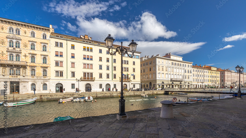 The Canal grande, a navigable canal in center of Trieste, Italy, Europe.