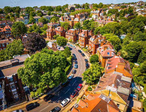 Aerial view of Belsize Park, a residential area of Hampstead in the London Borough of Camden, England photo