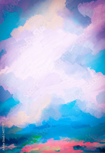  Impressionistic Cloudscape or Landscape in Bloom- Digital Painting, Illustration, Art, Artwork, design, ad, flier, poster, Background, Backdrop, Wallpaper, social media ad or post, publication,