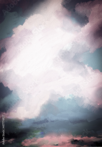 Impressionistic Cloudscape or Landscape in Bloom- Digital Painting, Illustration, Art, Artwork, design, ad, flier, poster, Background, Backdrop, Wallpaper, social media ad or post, publication,
