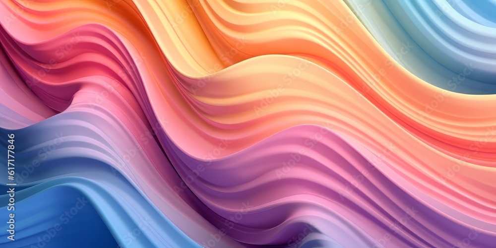 Soft pastel waves on a subtle abstract background. colors. Multicolor abstract pastel waves. AI generated