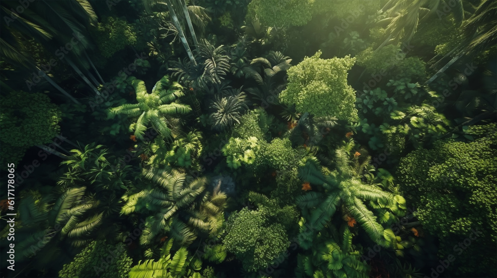 Top aerial photo of jungle, generative ai Top aerial photo of jungle, generative ai