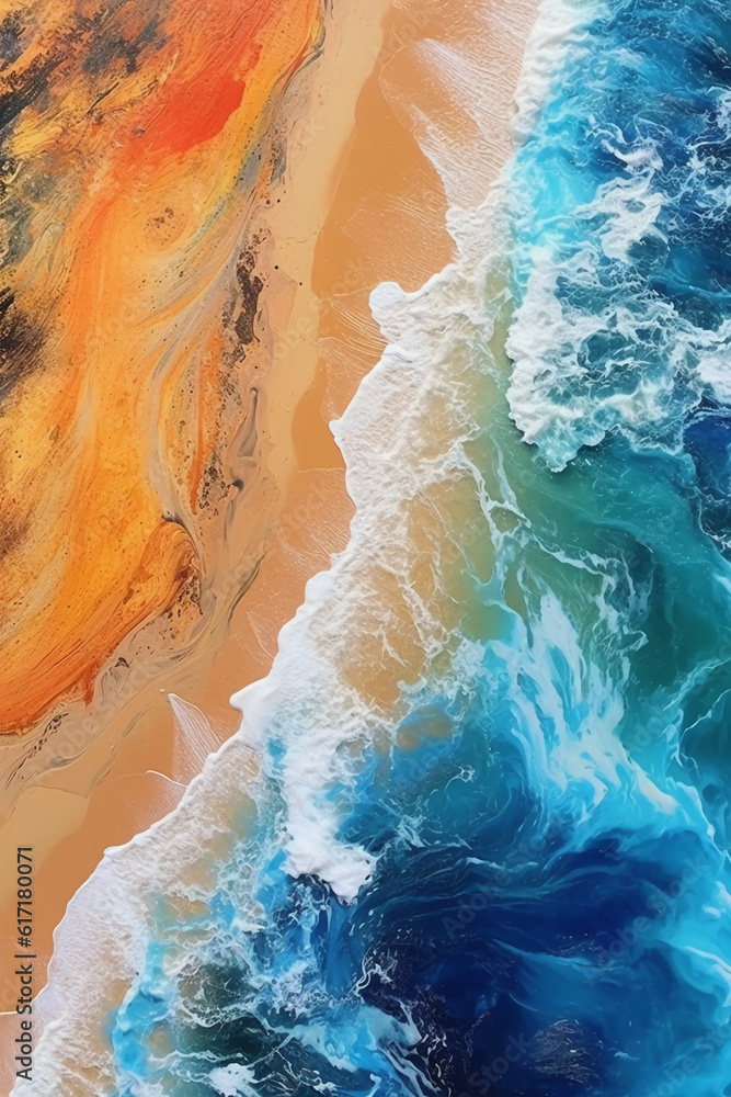 Top - down aerial view of a deserted Beach. AI generative Top - down aerial view of a deserted Beach. AI generative