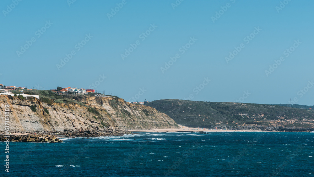 Coastline of Ericiera in Portugal looking southwards towards Sintra and Cascais