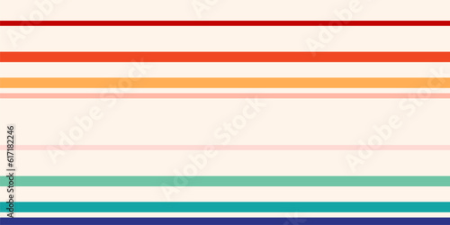 Simple horizontal stripes seamless pattern. Vector texture with thin rainbow colored lines. Abstract geometric striped background. Red, orange, yellow, pink, green, turquoise, blue and beige color