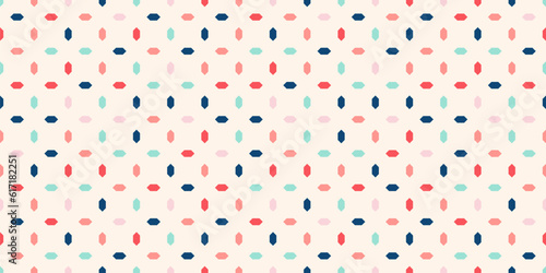 Vector geometric seamless pattern with diamonds, rhombuses, small colorful shapes. Simple abstract minimal ornament. Cute funky background texture. Repeat childish design for decor, package, print