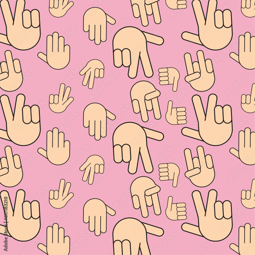 Seamless pattern background with hand gesture icons Vector Seamless pattern background with hand gesture icons Vector