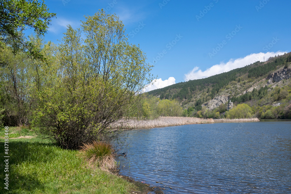 Fototapeta premium Spring Landscape of Pancharevo lake, Bulgaria
