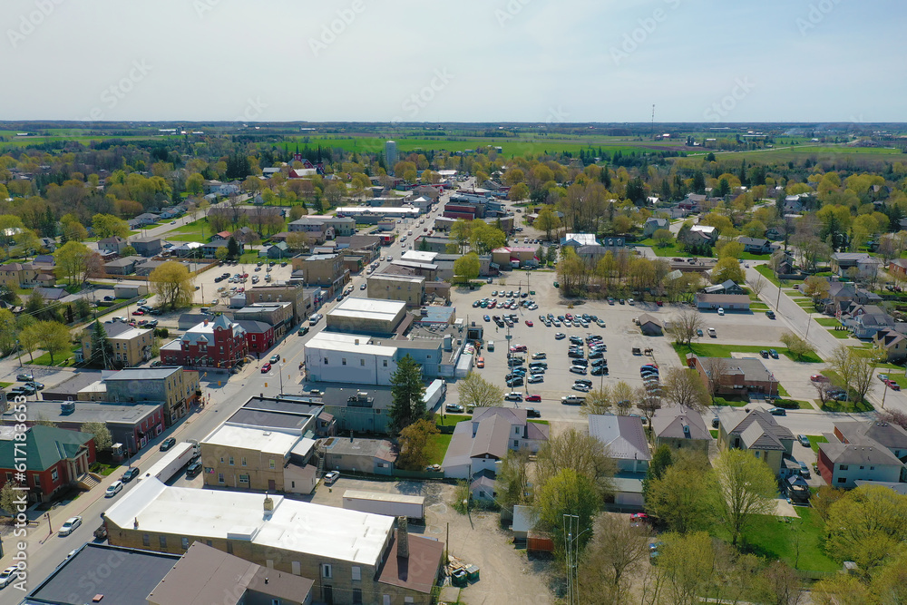 Aerial of Mount Forest, Ontario, Canada