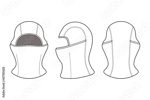 Compression Ski Mask Balaclava Shiesty Flat Illustration Cad Accessory Winter Streetwear Mockup Blank Vector Activewear outdoor streetwear workwear