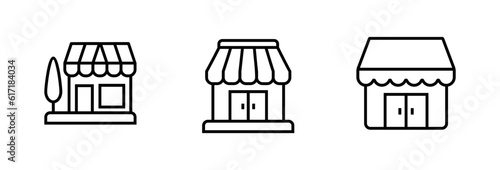 online store marketplace icon set vector shop building outline symbol for an app or web illustration