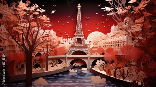 Fototapeta Naklejka Na Ścianę i Meble -  Paris is the city of Love illustration - beautiful wallpaper