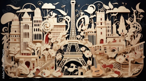 Paris is the city of Love paper cut illustration - beautiful wallpaper