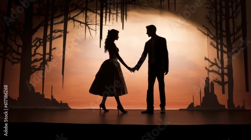 Together Hand in Hand as silhouette illustration - beautiful wallpaper