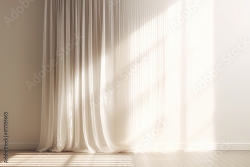 sunlight, blowing white sheer linen, blackout curtain from open window