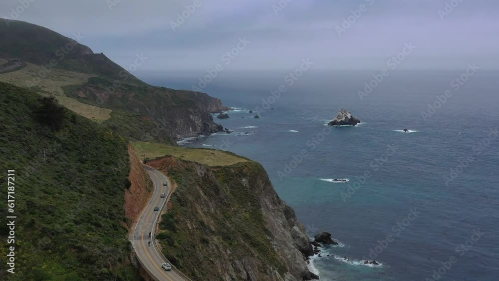 Aerial view of Pacific Highway California Coastline - 4K Aerial view of Pacific Highway California Coastline - 4K