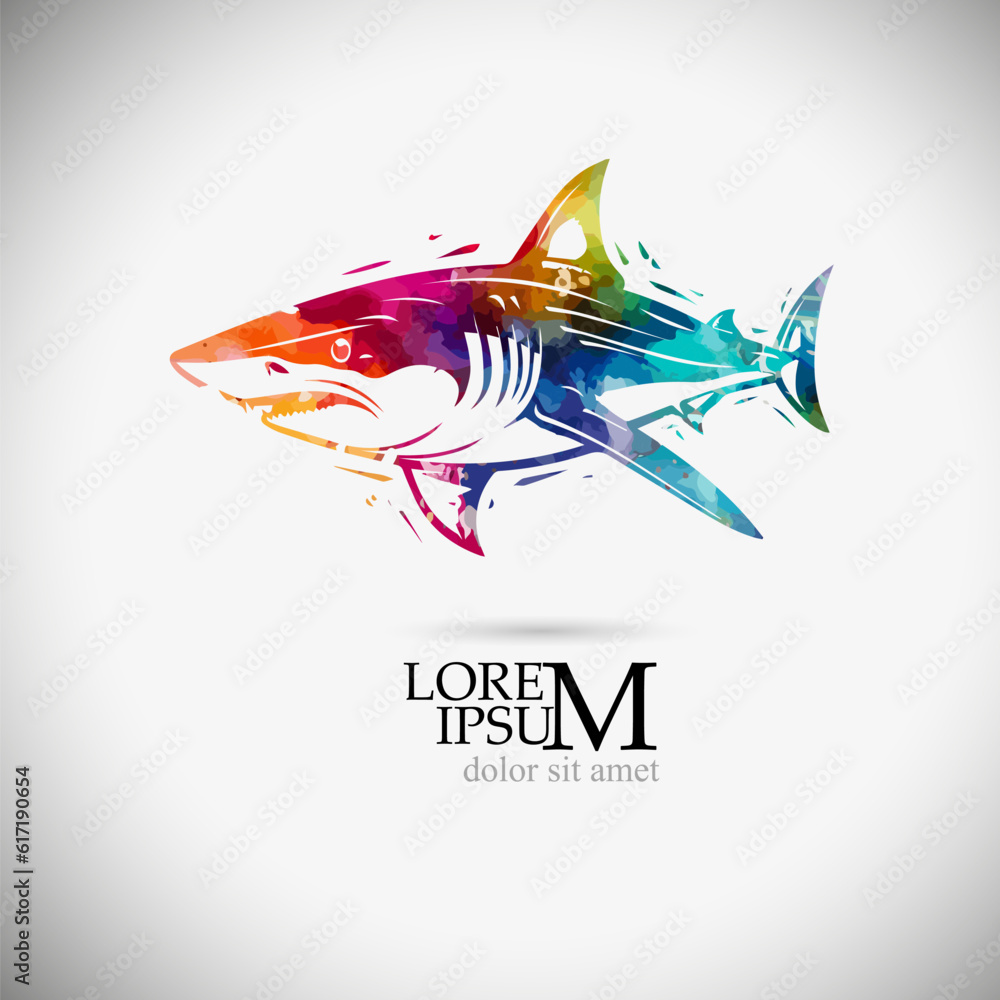 Colored shark object. Vector illustration