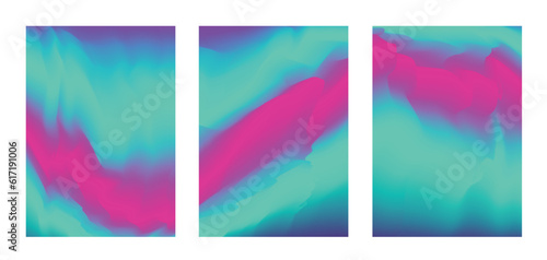 Abstract bright purple, teal and magenta pink vibrant gradient colors backgrounds for fashion flyer, brochure design. Set of northern lights soft wallpaper for mobile apps, ui design, banner, poster