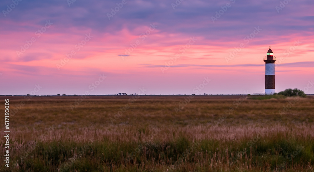 big lighthouse in the middle of a meadow