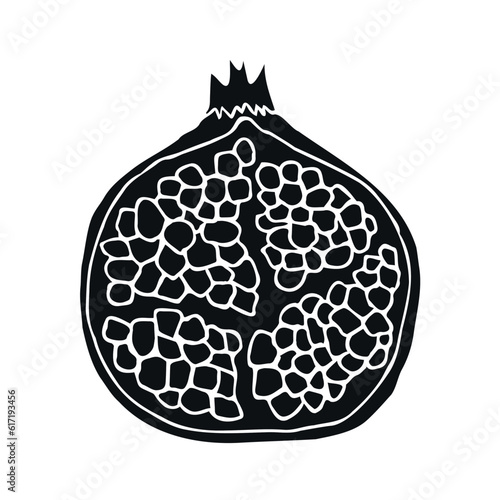 Vector hand drawn doodle sketch black pomegranate isolated on white background