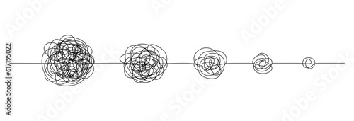 One continuous line drawing of way from complex chaos to simplicity. Concept of problem solving and business solutions in simple linear style. Editable stroke. Doodle vector illustration
