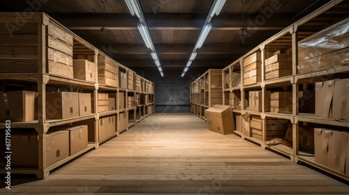 Wallpaper Mural Warehouse storage facility with wooden containers Torontodigital.ca