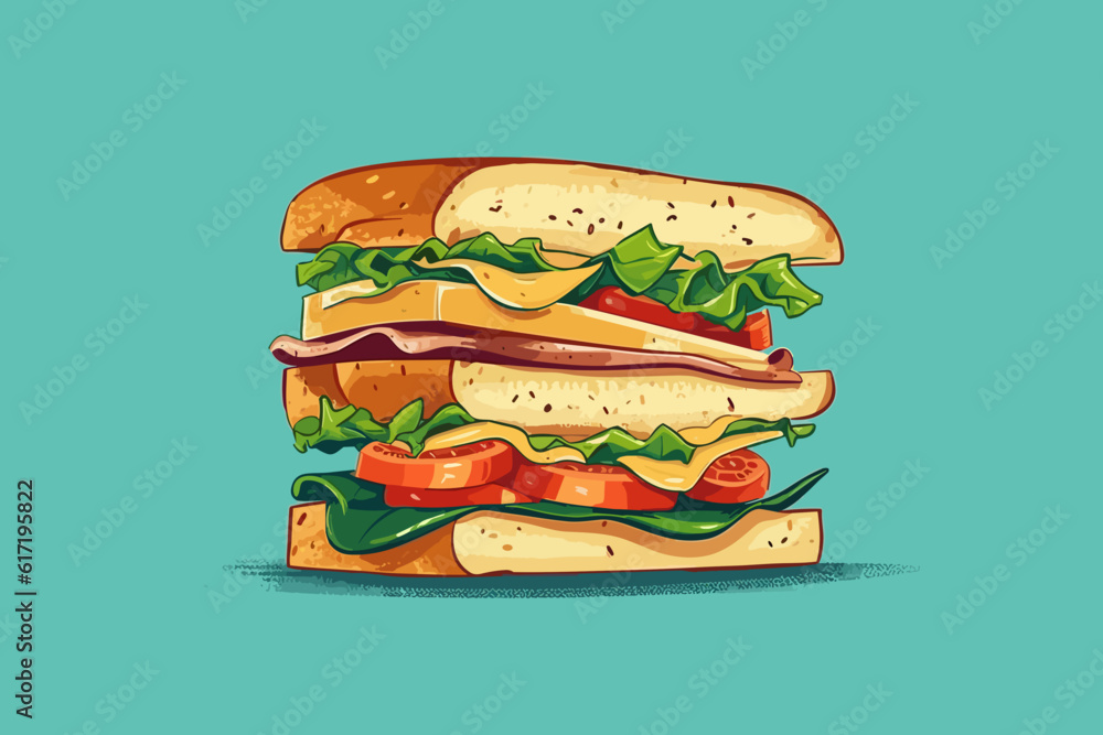 Handdrawn cartoon Sandwich artist flat art Illustrations in minimalist