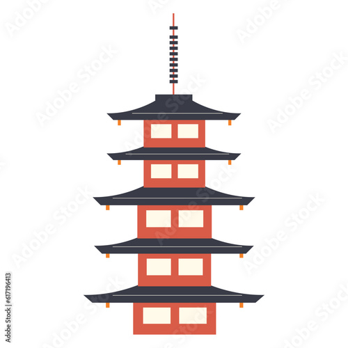 Isolated traditional japanese wooden tower landmark Vector