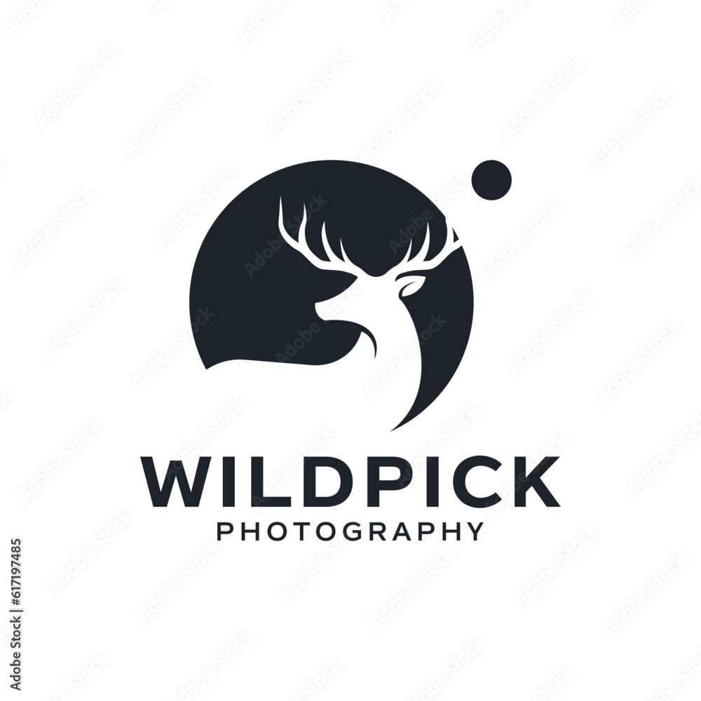Unique logo combination of deer, lens and forest. It is suitable for use for photography companies. Unique logo combination of deer, lens and forest. It is suitable for use for photography companies.