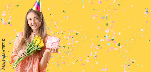 Happy young woman with Birt...